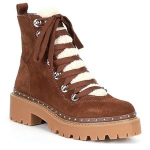 Steve Madden Rainer lace front chunky
boots in sand suede